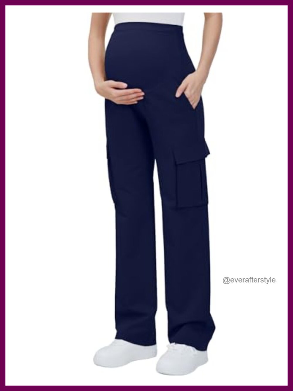 Maternity Cargo Scrub Pants Over The Belly Four Pockets Pregnancy Wear to Work